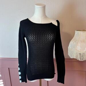 vtg henley gyaru y2k knit sweater  victoria’s secret 2013 sz small black
